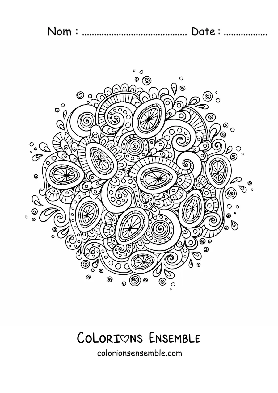 Image à colorier d'œufs de Pâques dans le style Zentangle