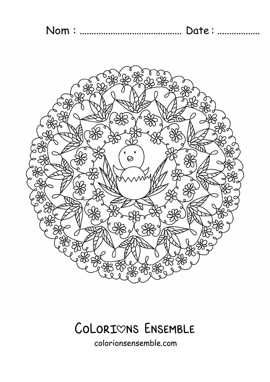 Coloriage d’un mandala de Pâques