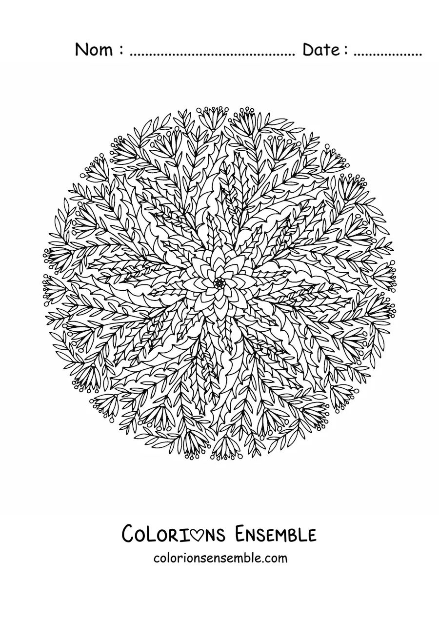 Coloriage d’un mandala de Noël pour adultes