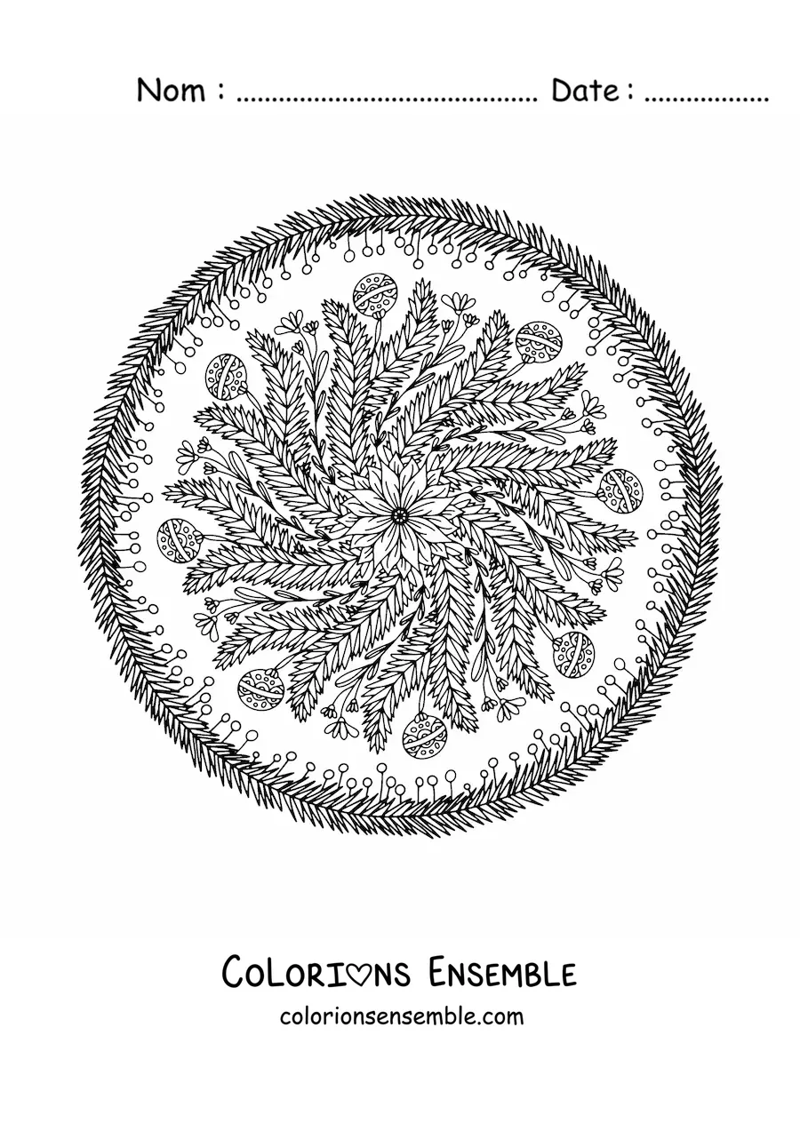 Coloriage d’un mandala de Noël pour adultes