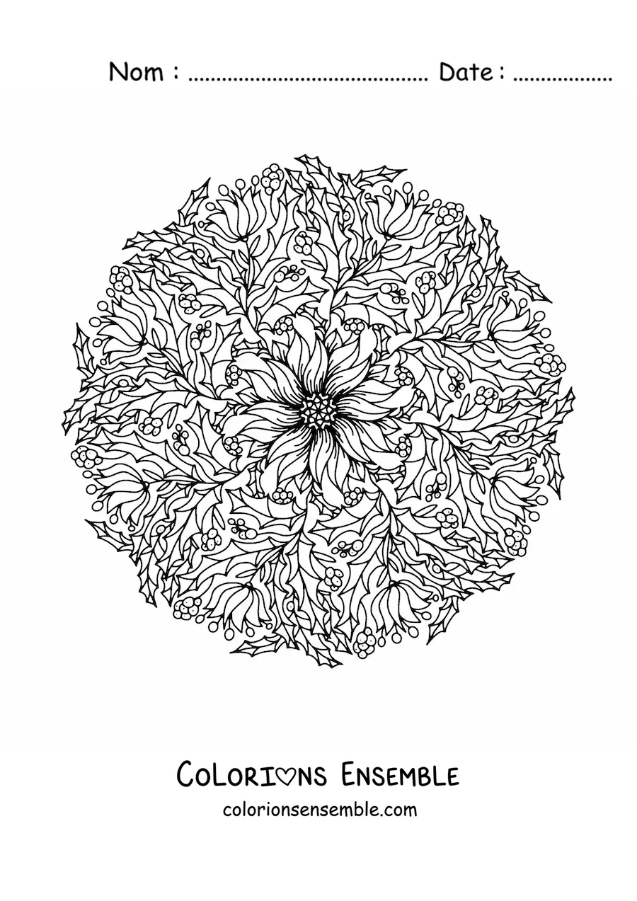 Coloriage d’un mandala de Noël pour adultes