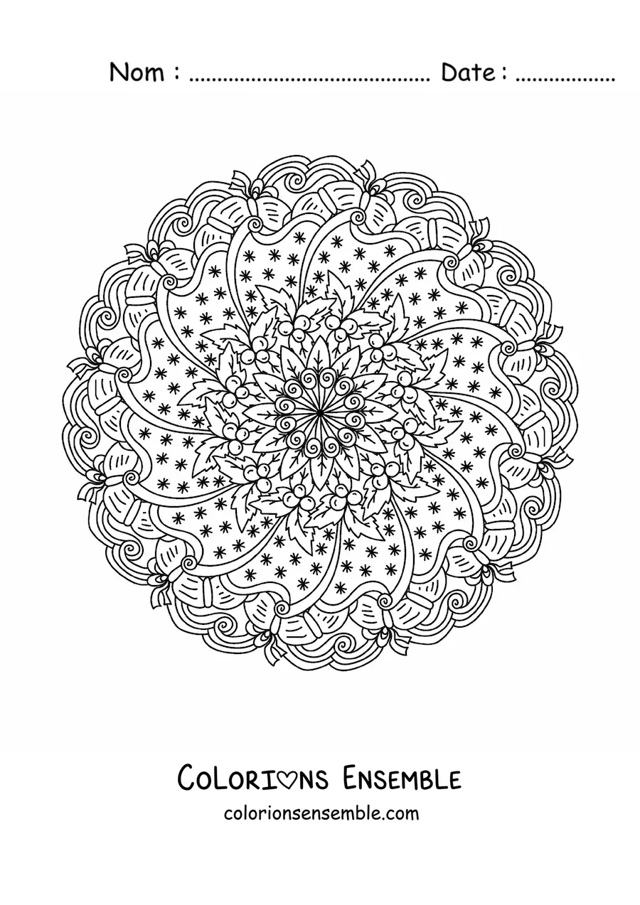 Coloriage d’un mandala de Noël pour adultes