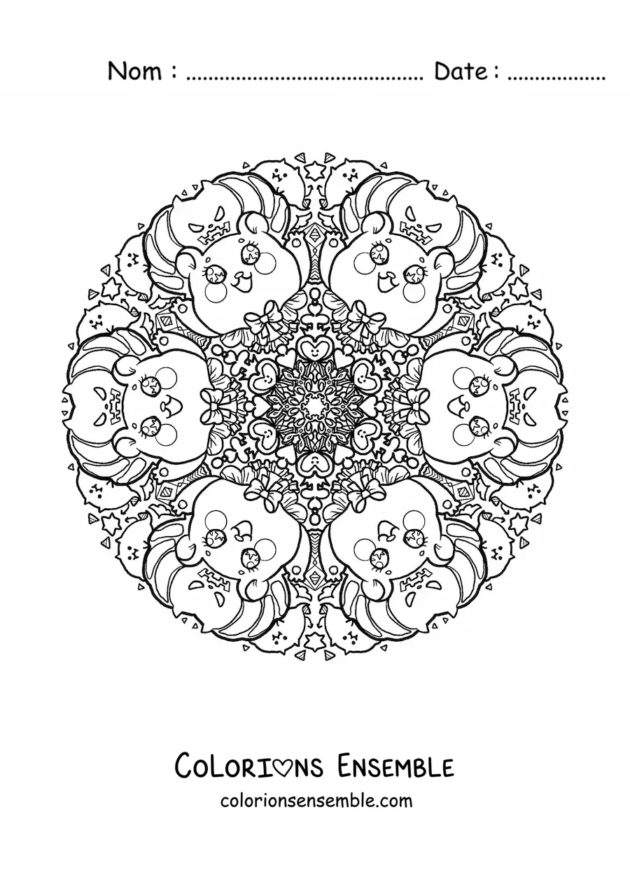 Coloriage d’un mandala d’Halloween kawaii