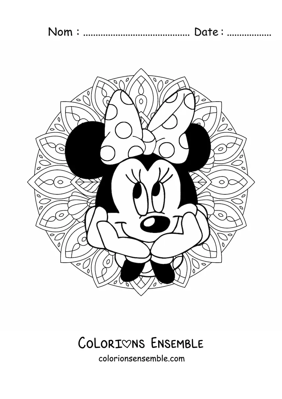 Image à colorier d'un mandala de Minnie Mouse