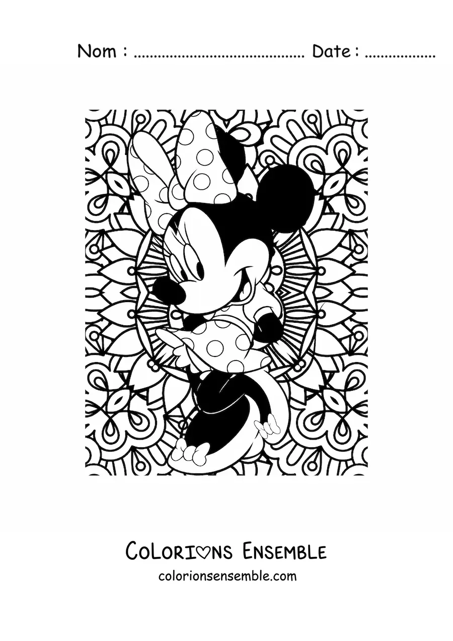 Image à colorier d'un mandala de Minnie Mouse