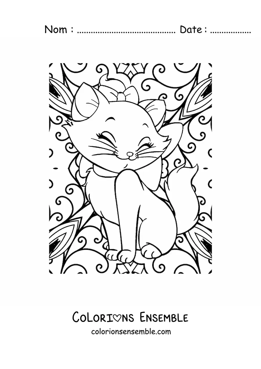 Image à colorier d'un mandala de Marie des Aristochats