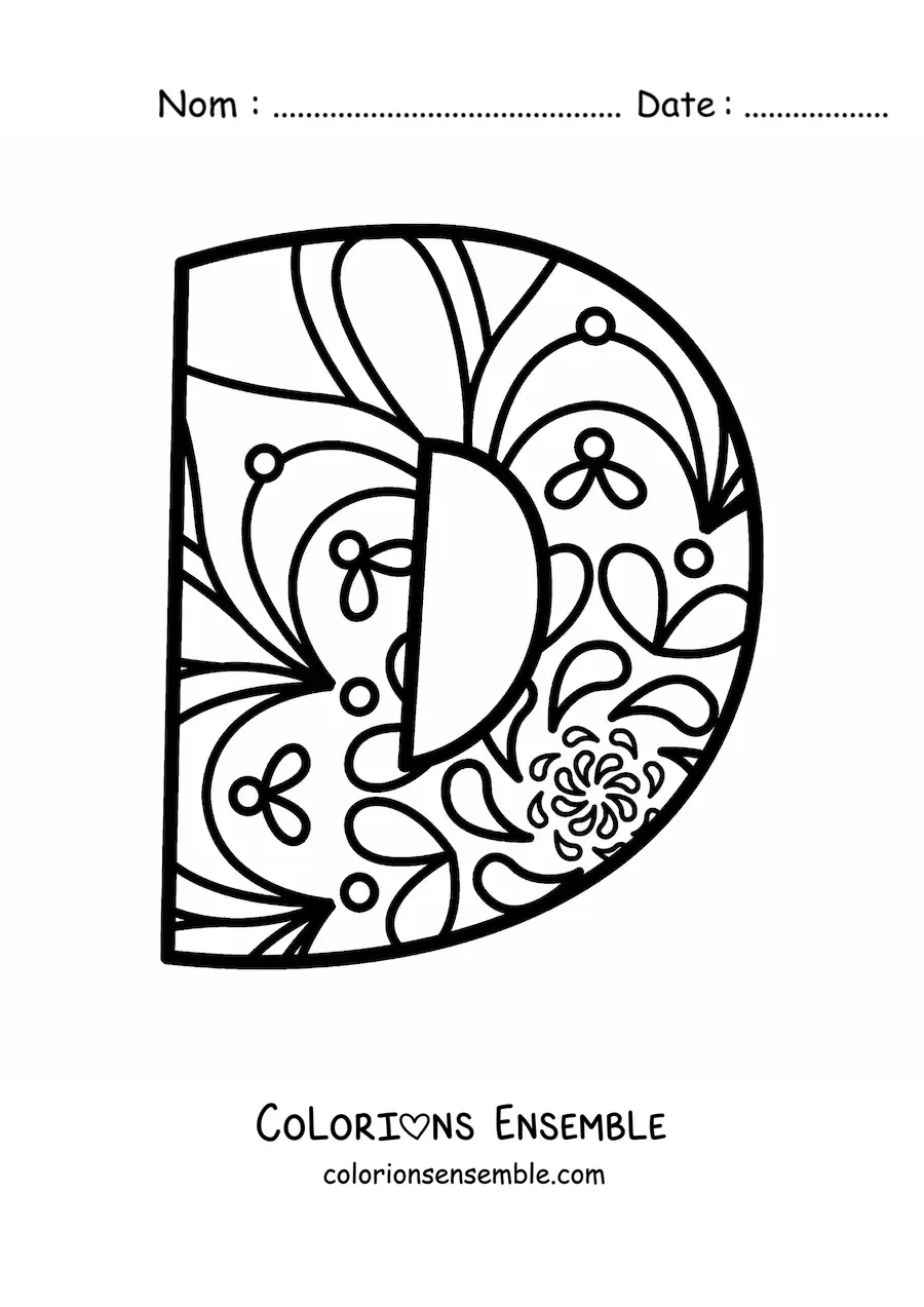 Image à colorier d'un mandala de la lettre d