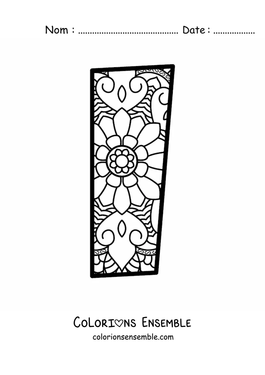 Image à colorier d'un mandala de la lettre i