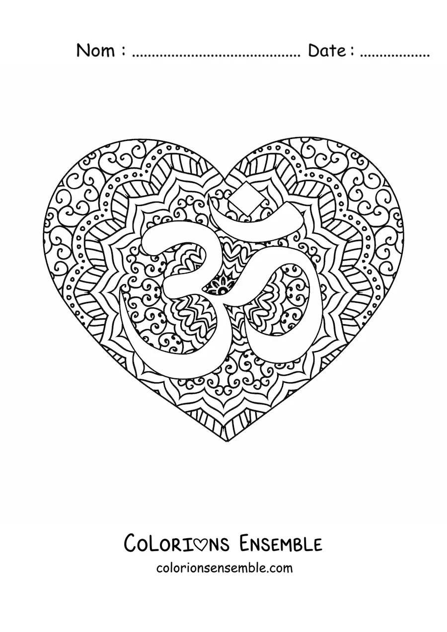Image à colorier d'un mandala bouddhiste du symbole om