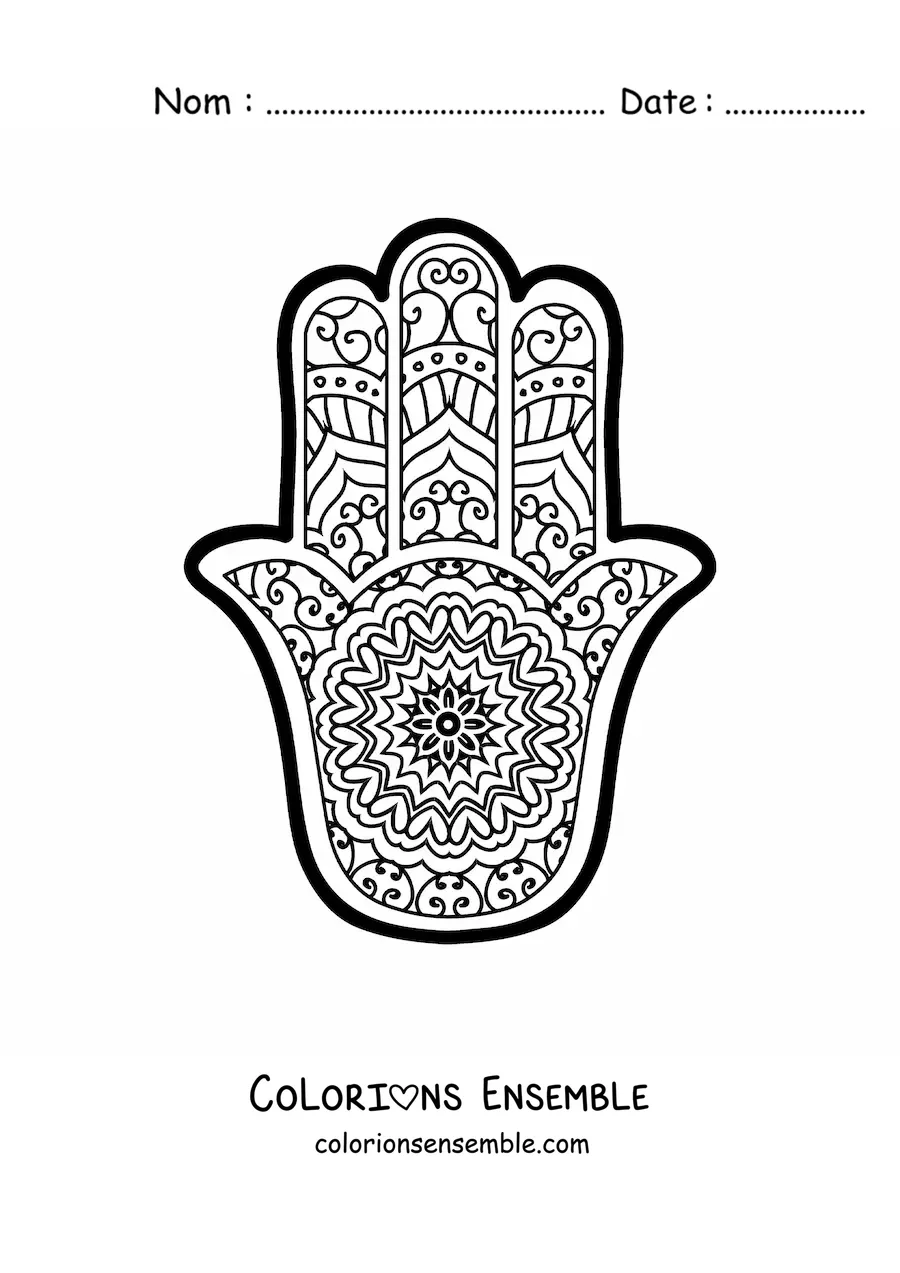 Image à colorier d'un mandala bouddhiste du hamsa