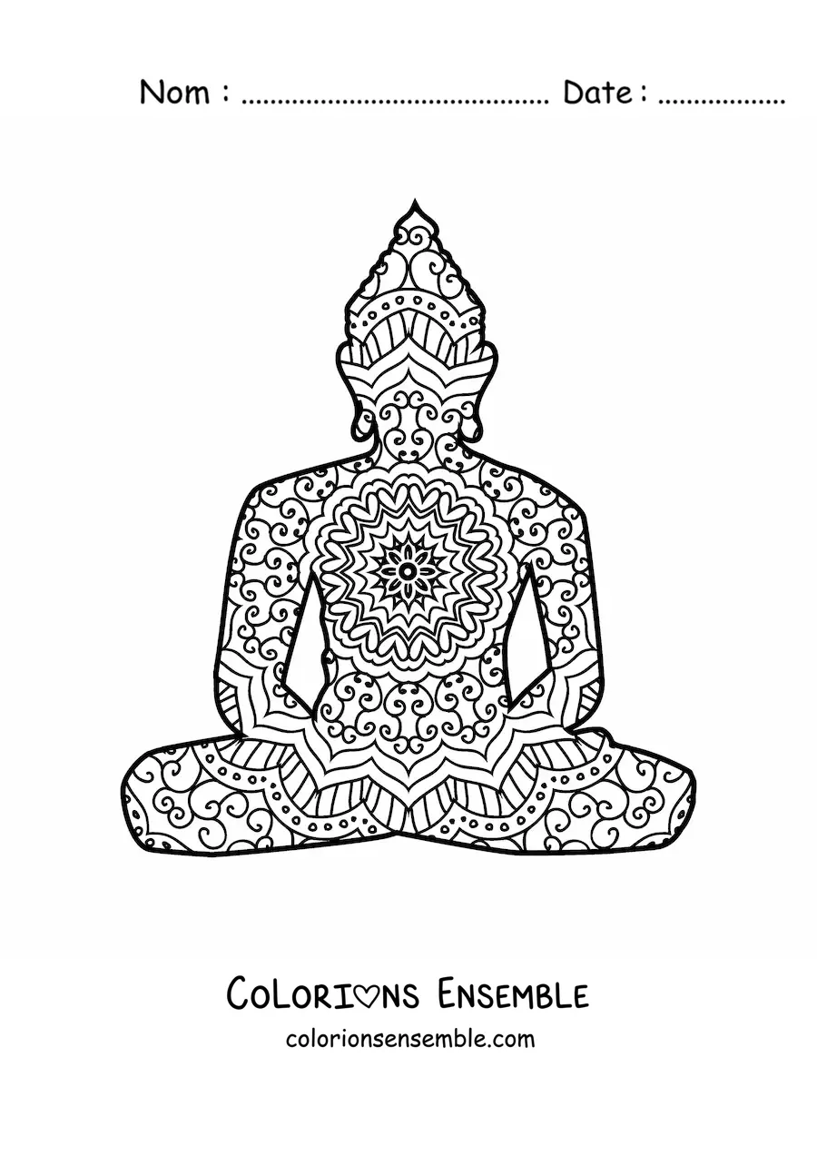 Image à colorier d'un mandala de Bouddha