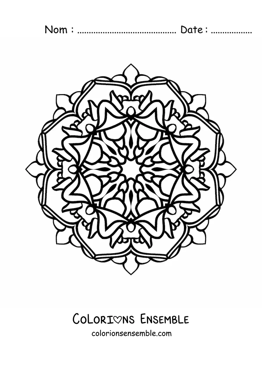 Image à colorier d'un mandala bouddhiste facile