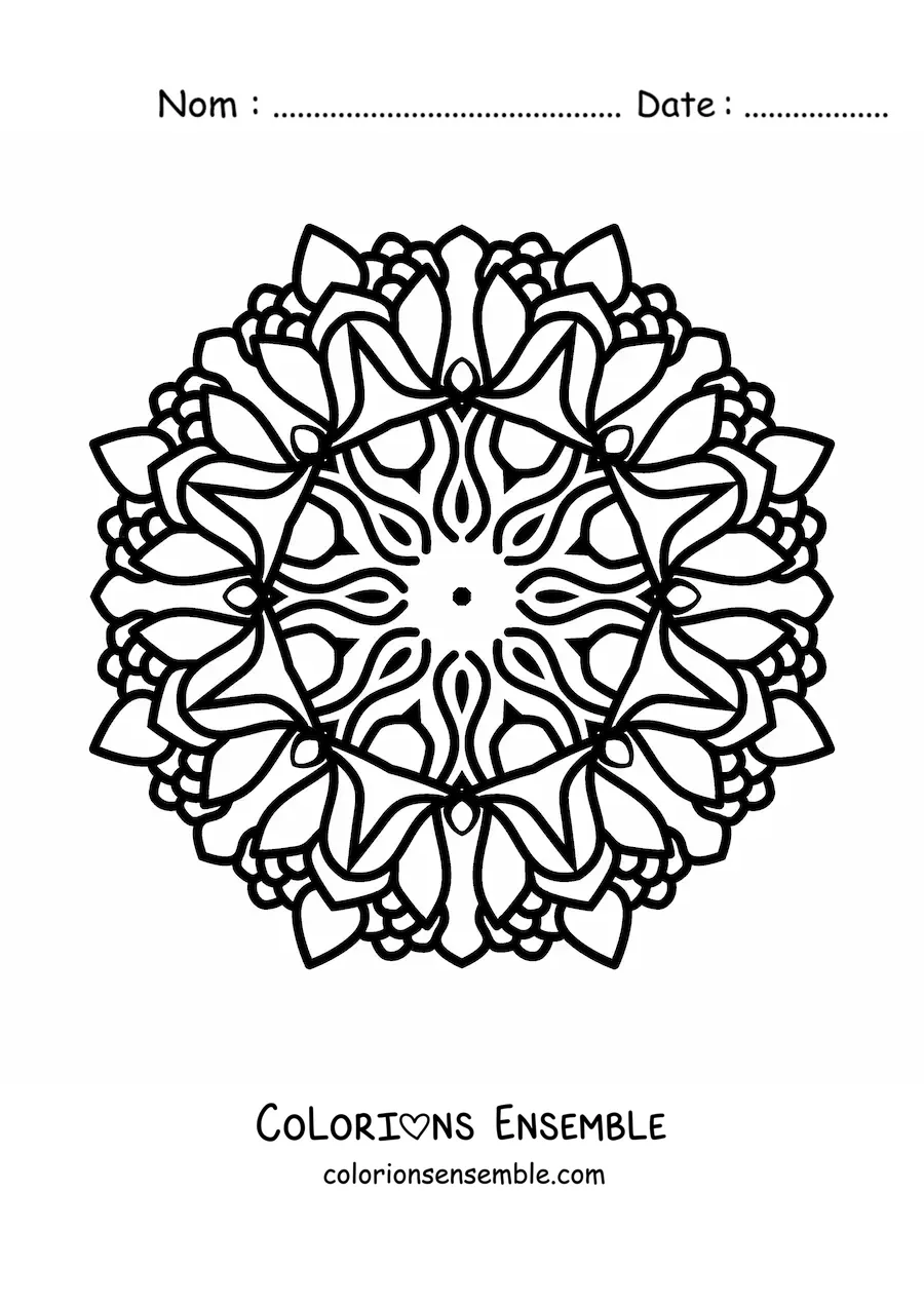 Image à colorier d'un mandala bouddhiste facile