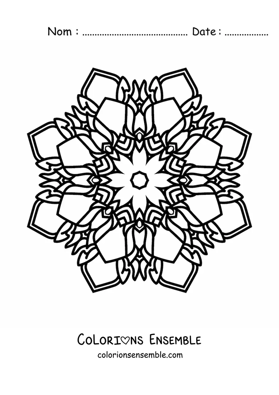 Image à colorier d'un mandala bouddhiste facile