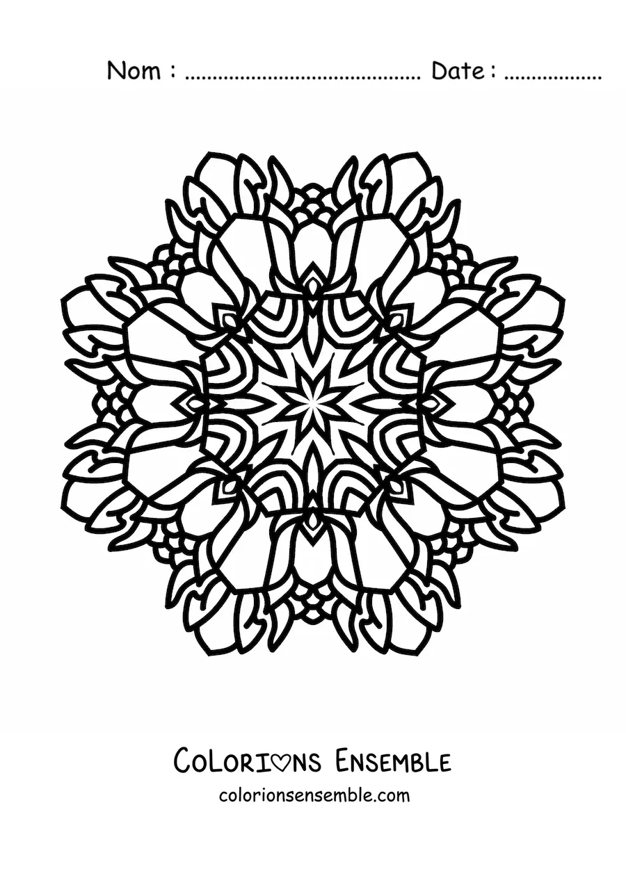 Image à colorier d'un mandala bouddhiste facile