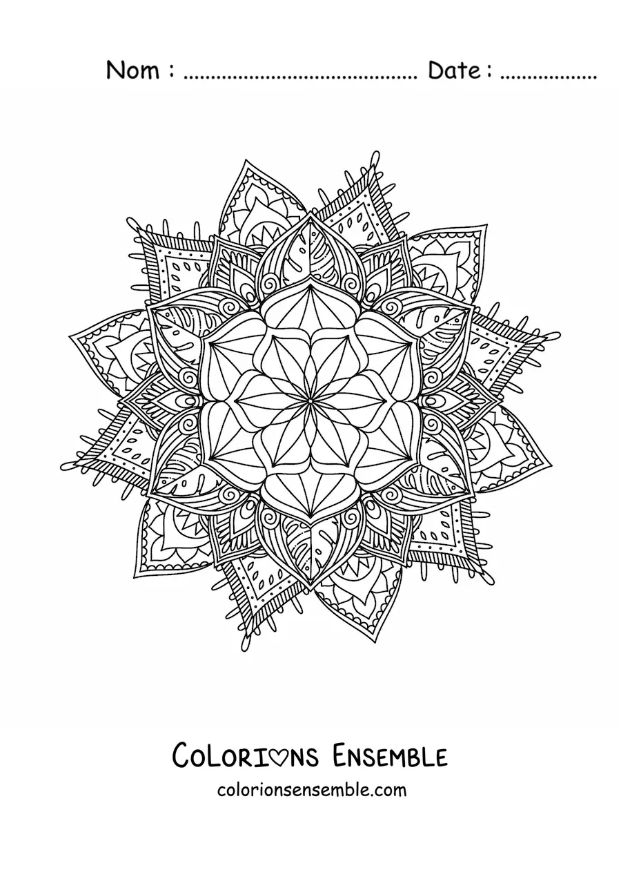 Image à colorier d'un mandala bouddhiste pour adultes