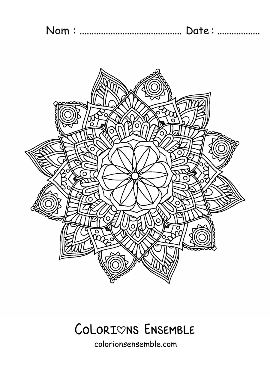 Image à colorier d'un mandala bouddhiste pour adultes