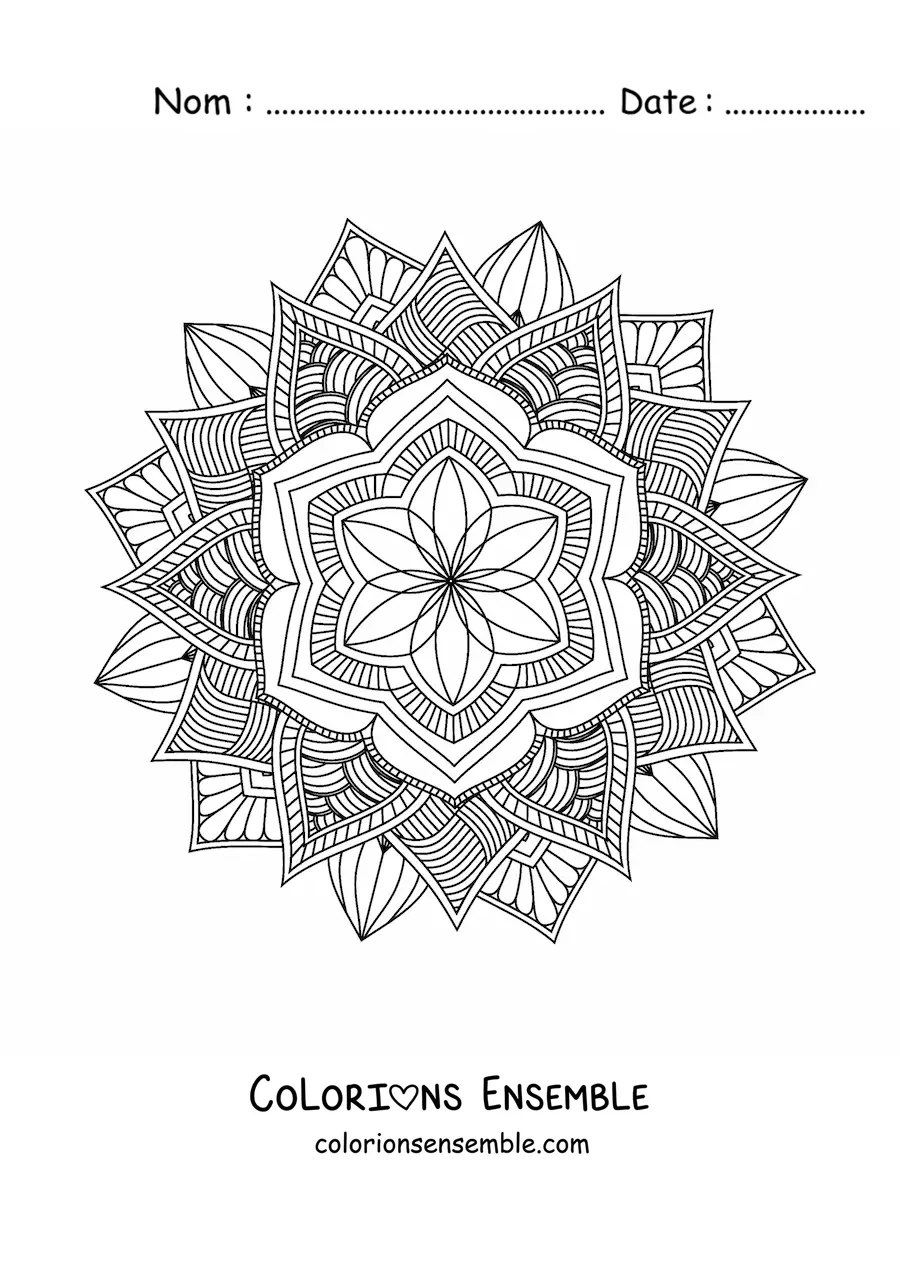 Image à colorier d'un mandala bouddhiste pour adultes