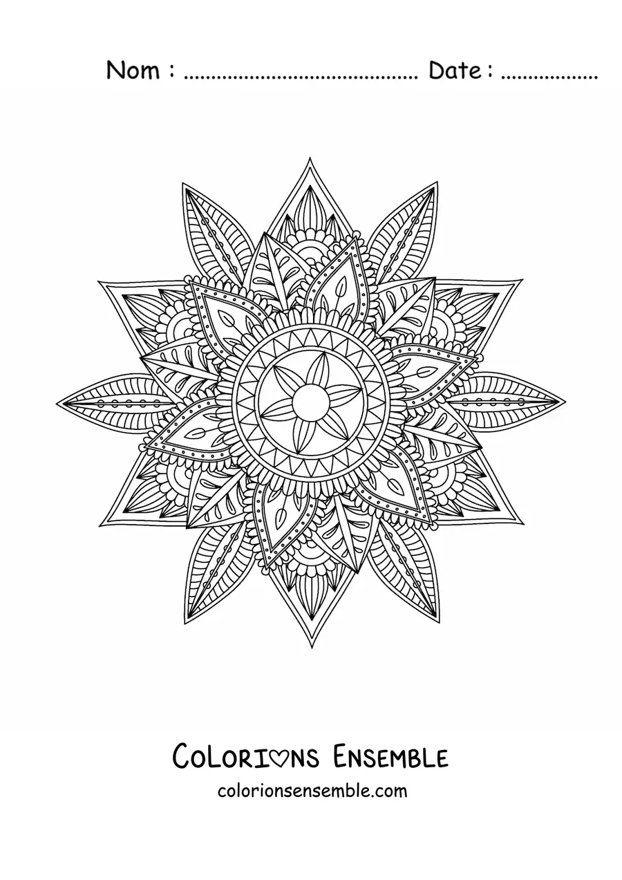 Image à colorier d'un mandala bouddhiste pour adultes