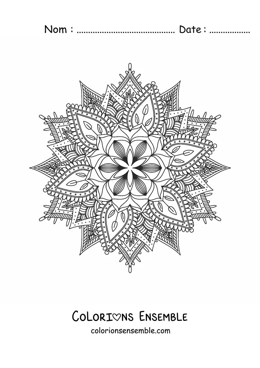 Image à colorier d'un mandala bouddhiste difficile