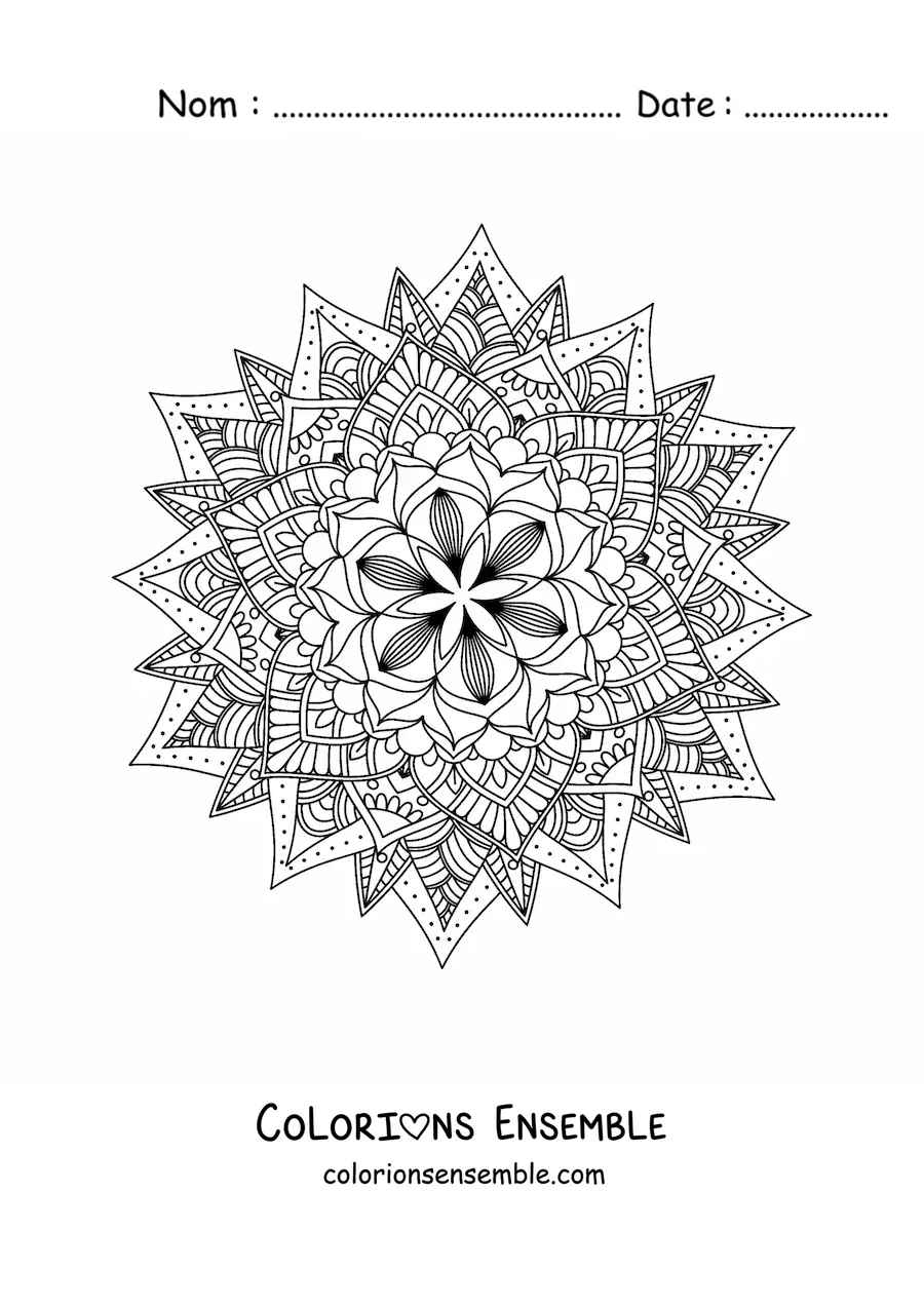 Image à colorier d'un mandala bouddhiste difficile