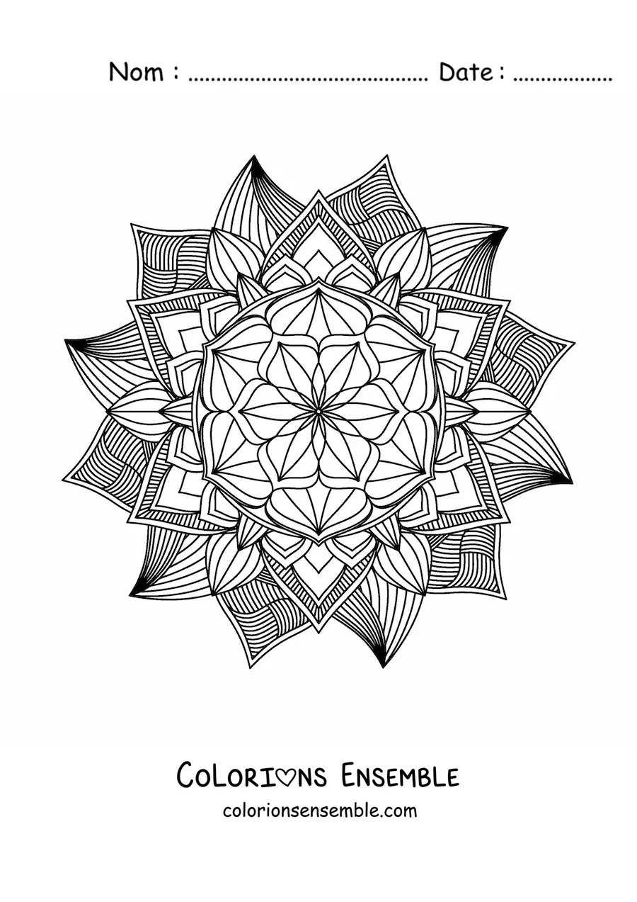 Image à colorier d'un mandala bouddhiste pour méditer