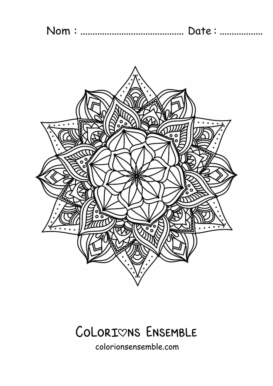 Image à colorier d'un mandala bouddhiste pour méditer