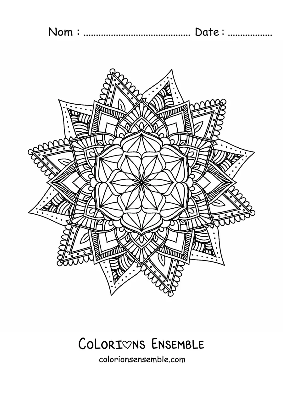 Image à colorier d'un mandala bouddhiste pour méditer