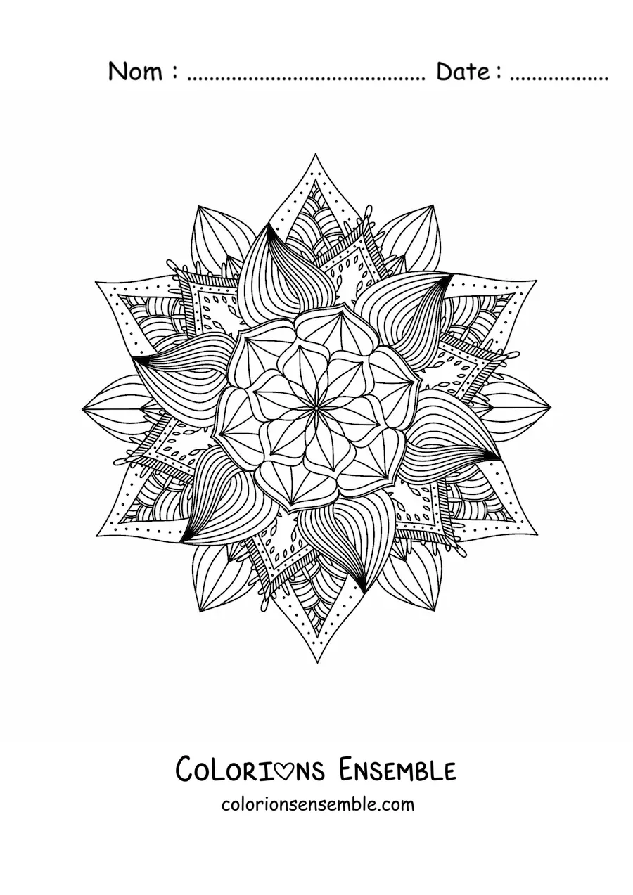 Image à colorier d'un mandala bouddhiste pour méditer