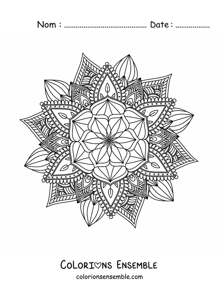 Image à colorier d'un mandala bouddhiste pour méditer