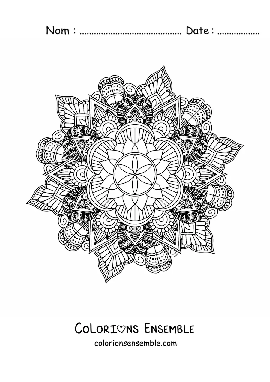 Image à colorier d'un mandala bouddhiste