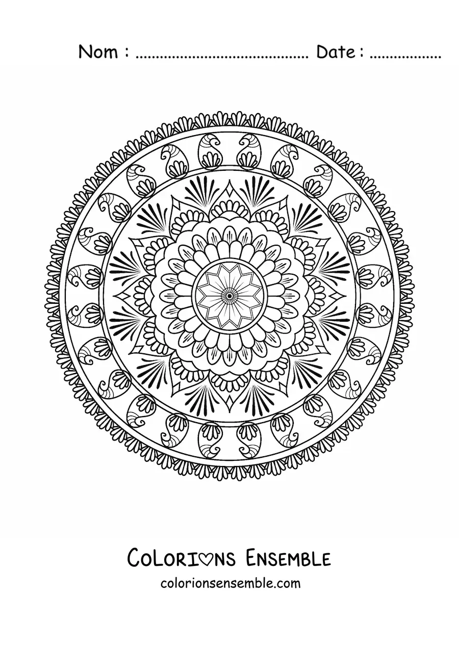Image à colorier d'un mandala islamique