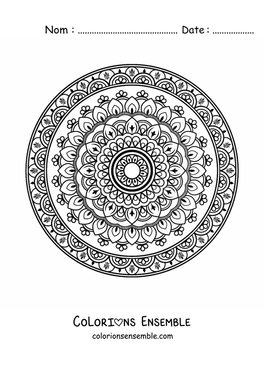 Image à colorier d'un mandala islamique