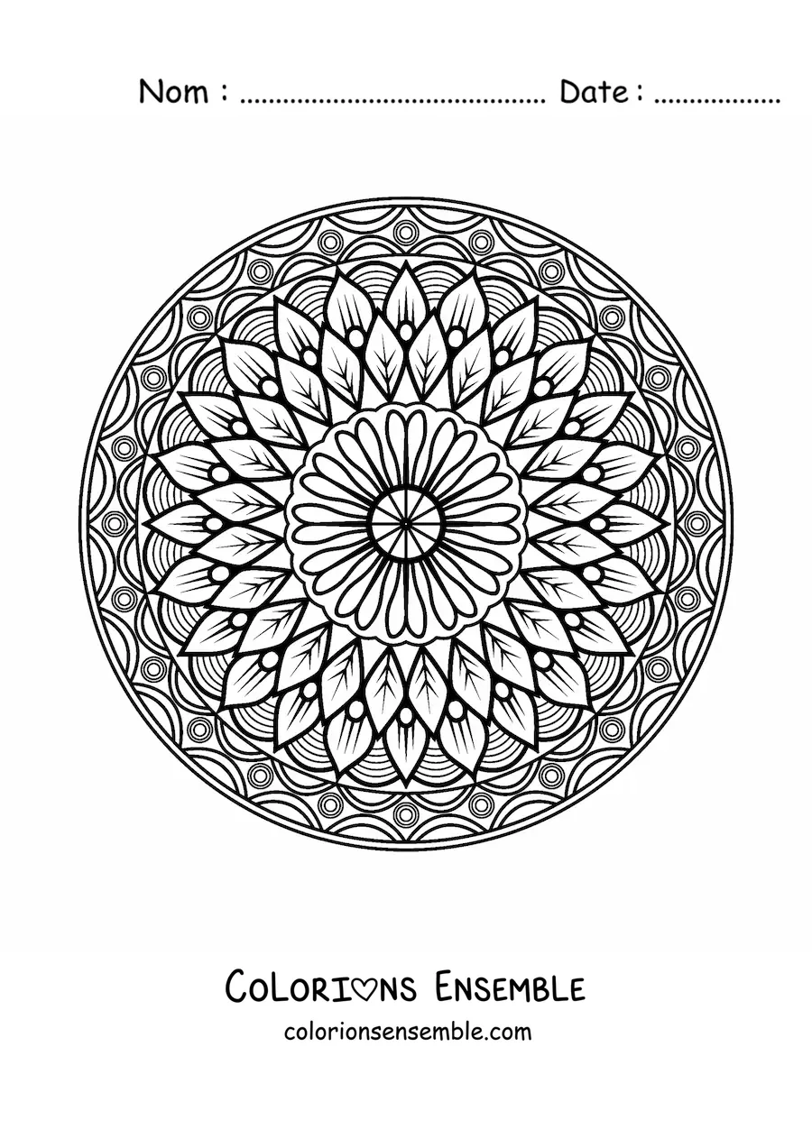 Image à colorier d'un mandala islamique