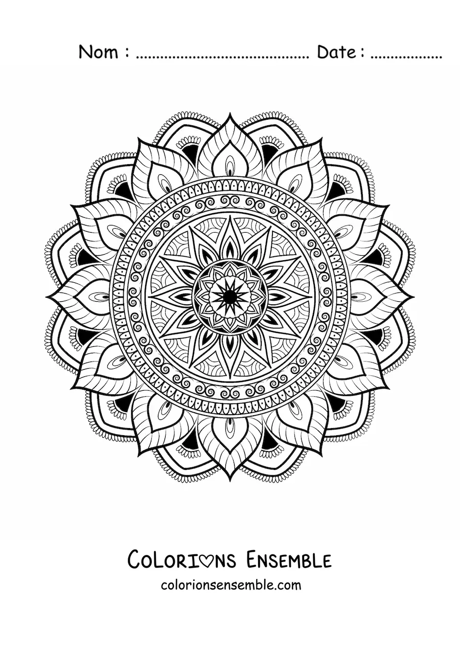 Image à colorier d'un mandala islamique
