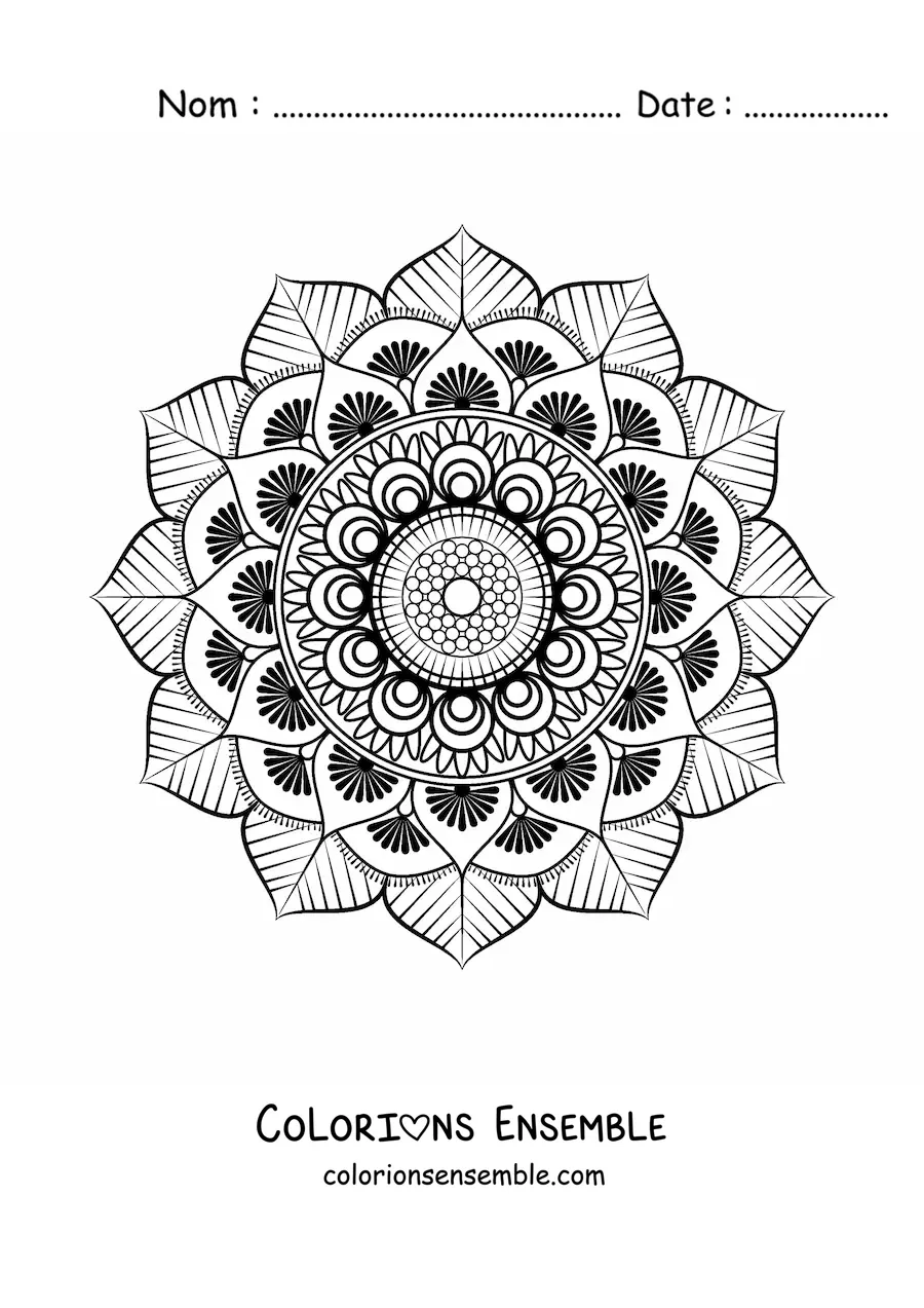 Image à colorier d'un mandala islamique