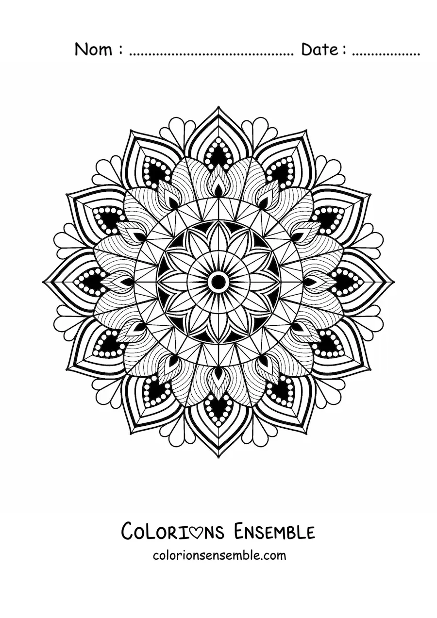Image à colorier d'un mandala au design islamique