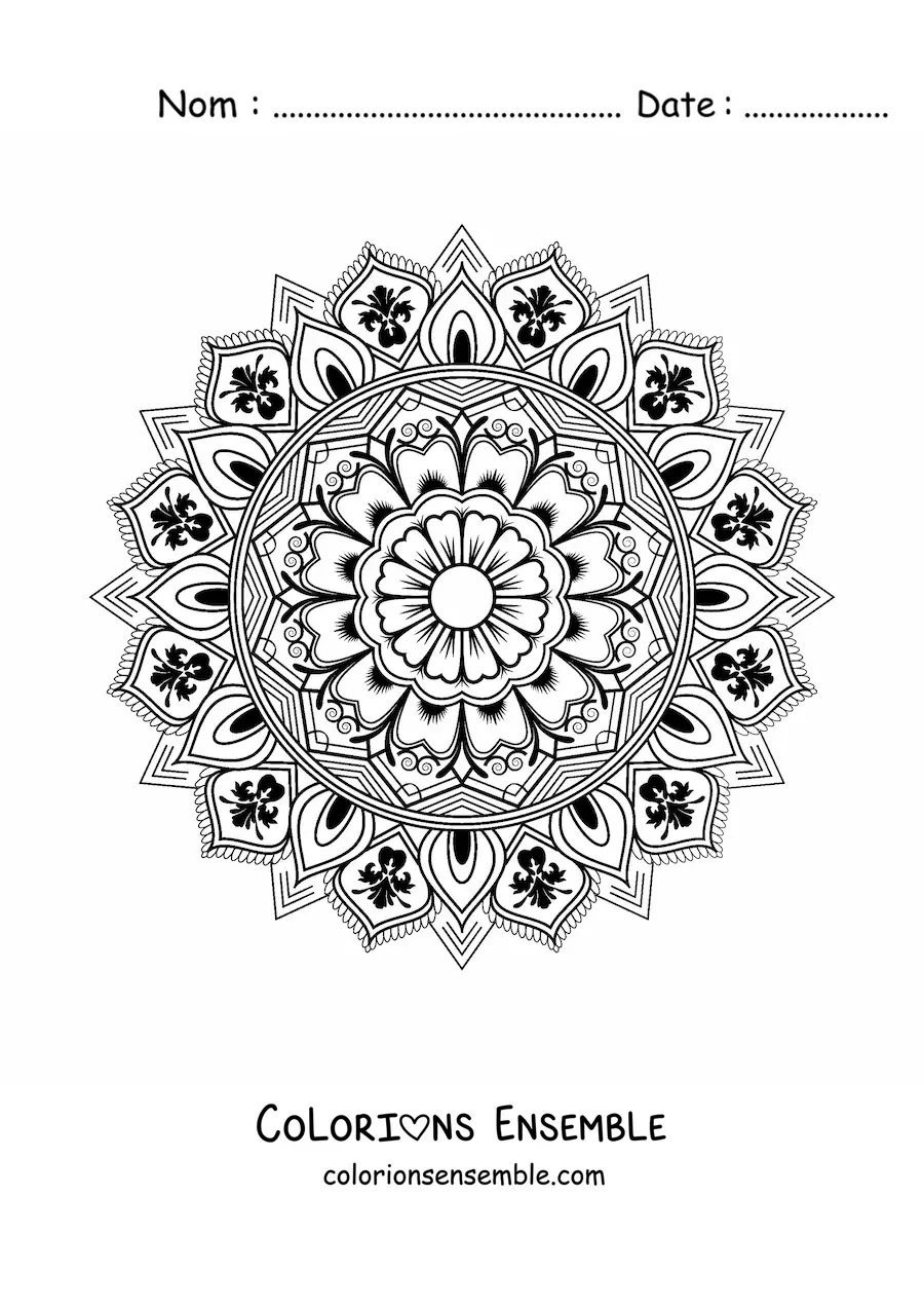 Image à colorier d'un mandala au design islamique
