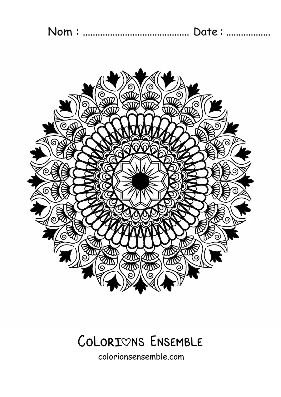 Image à colorier d'un mandala au design islamique