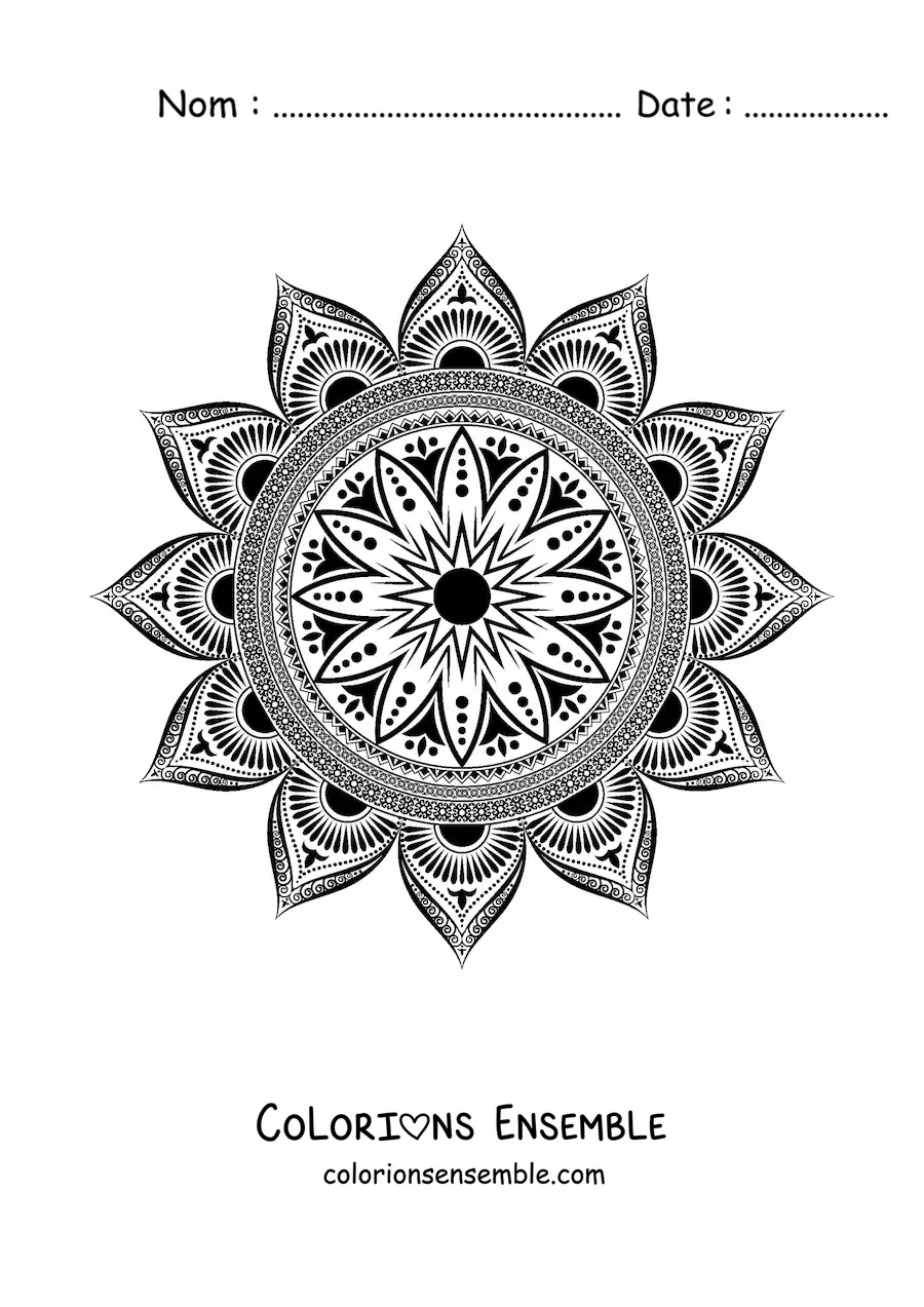 Image à colorier d'un mandala au design islamique