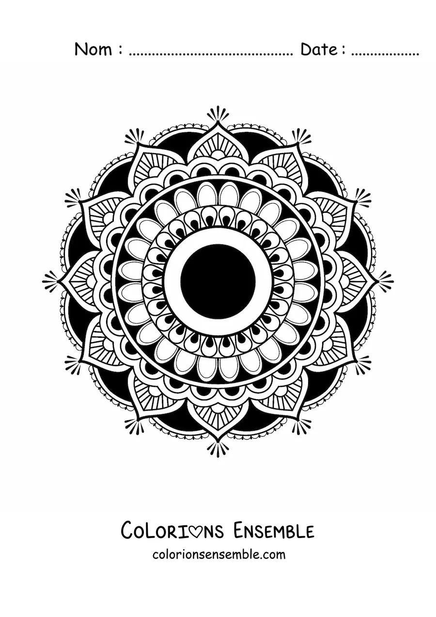 Image à colorier d'un mandala au design islamique