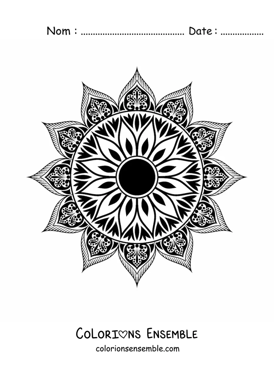 Image à colorier d'un mandala à motif islamique