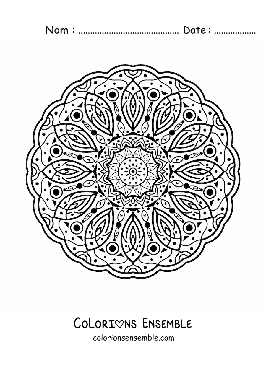 Image à colorier d'un mandala à motif islamique