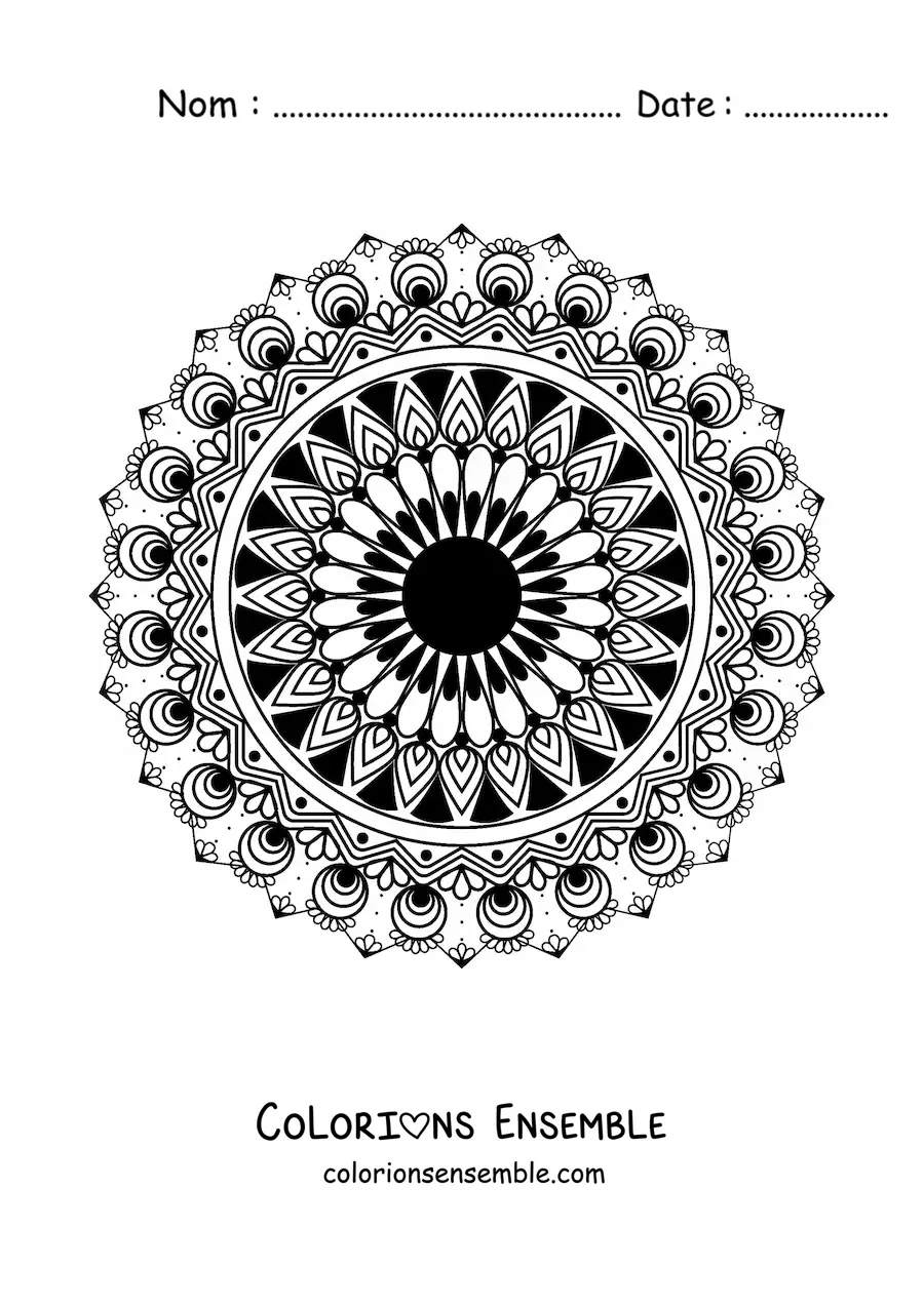 Image à colorier d'un mandala à motif islamique