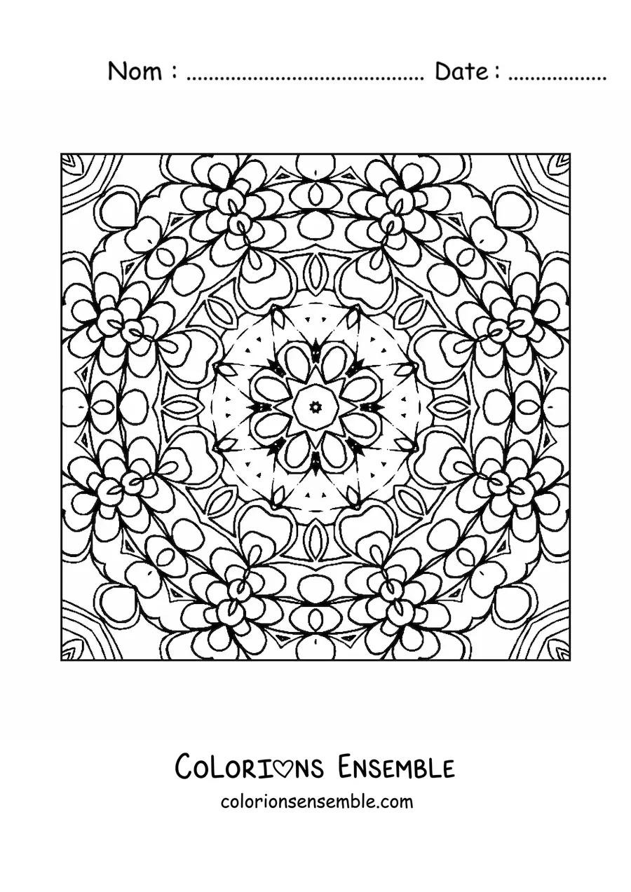 Image à colorier d'un mandala carré abstrait