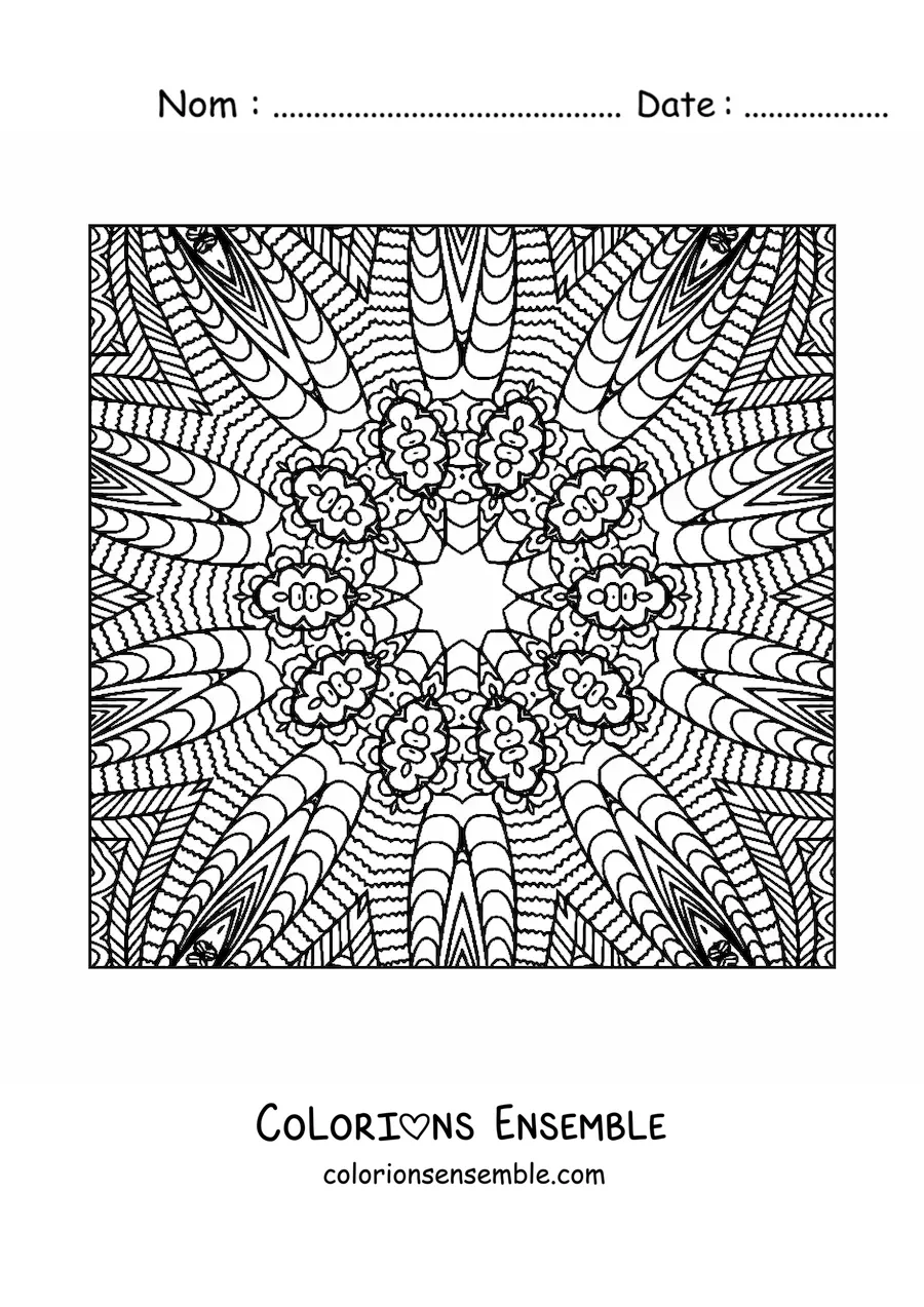 Image à colorier d'un mandala carré abstrait