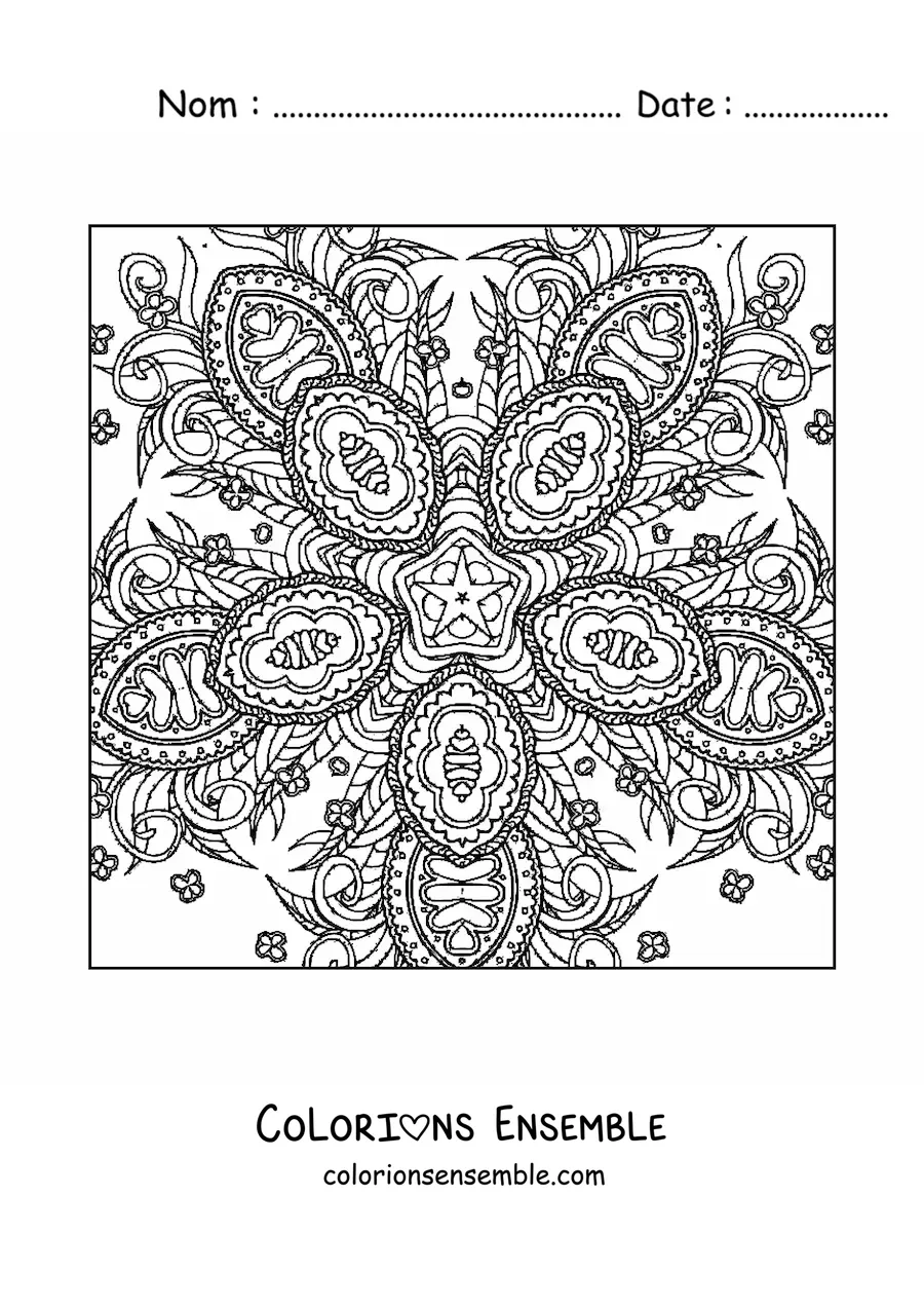 Image à colorier d'un mandala carré abstrait