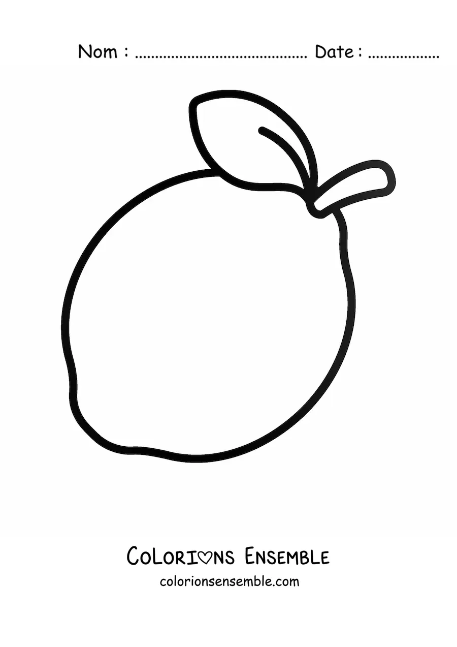 Image à colorier d’un citron avec une feuille