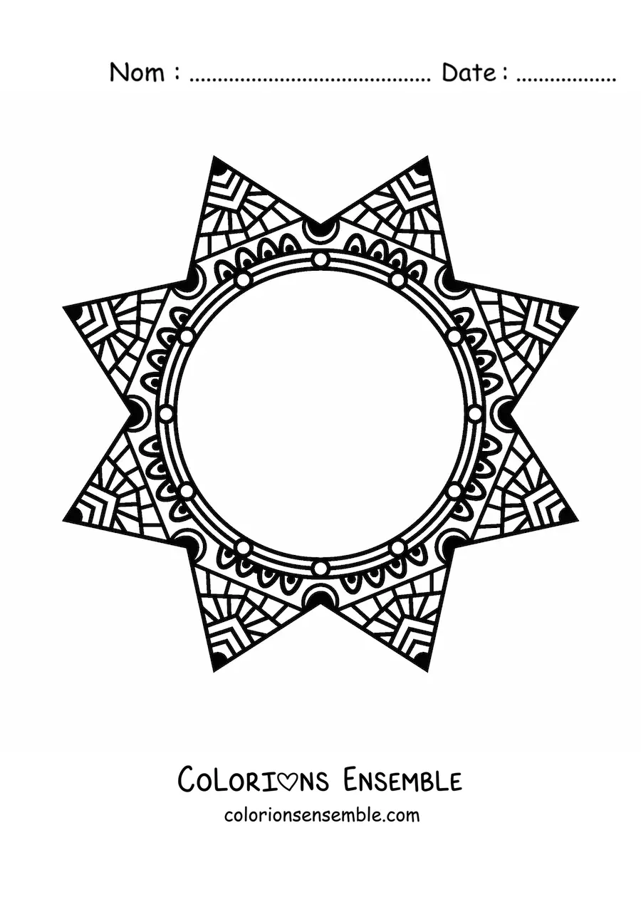 Image à colorier d'un mandala circulaire en forme d'étoile
