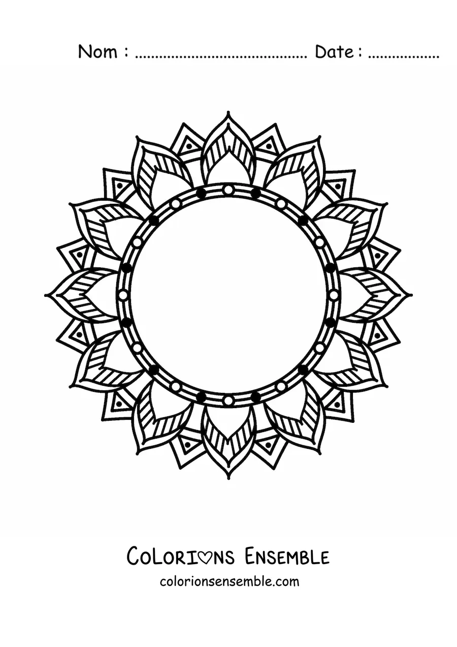 Image à colorier d'un mandala circulaire en forme de fleur